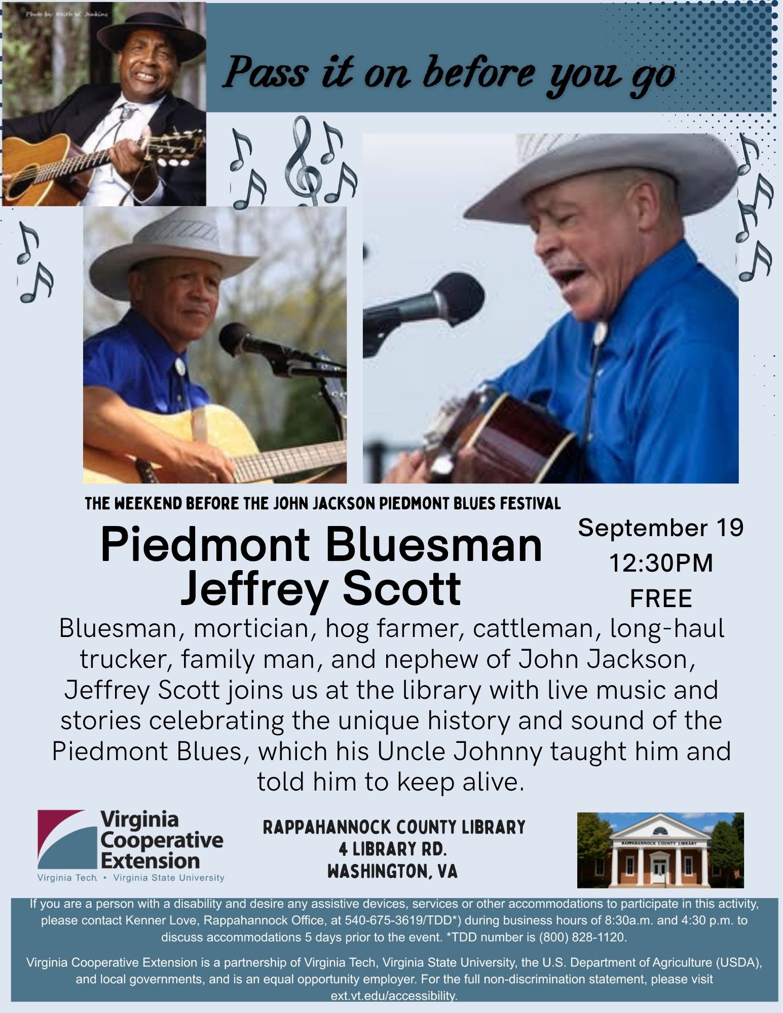 Jeffrey Scott, Bluesman event at the Rappahannock County Library